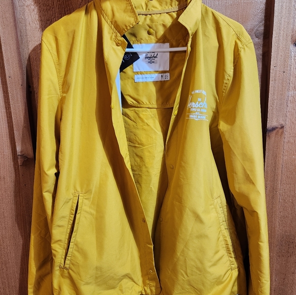 Herschel Voyage Coach Windbreaker Jacket Snap Button Closure Yellow Small - Picture 6 of 9